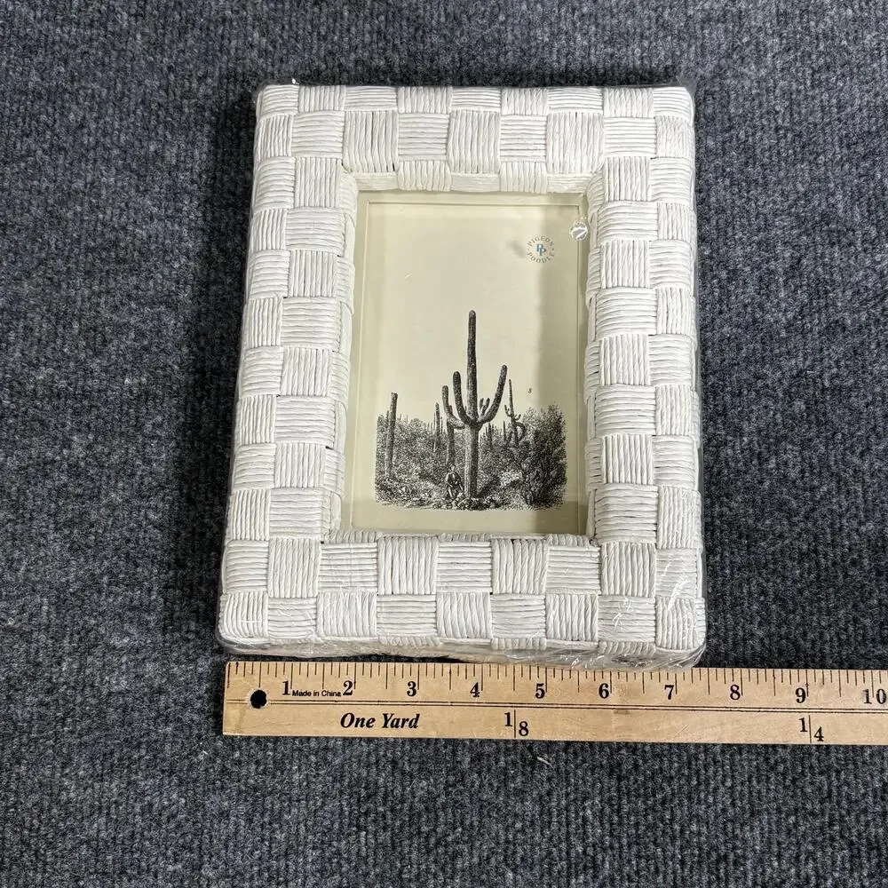 Pigeon & Poodle Nassau 4x6 Photo Frame White Rope Weave Braided Nautical
